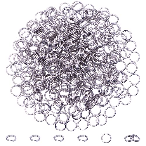 Shapenty Stainless Steel Double Loop Split Rings Small Key Ring Chain Jump Rings Connector for Home Car Keys Organization DIY Craft Necklace Bracelet Earrings Jewelry Making, 300PCS (0.6 x 5mm)