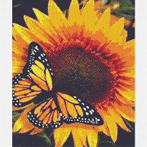 Bemaystar 5D DIY Diamond Painting Kits for Adults, Kids.Art Crafts for Home Decoration Room Office Sunflower and Yellow Butterfly 11.8 × 15.7in 1 Pack