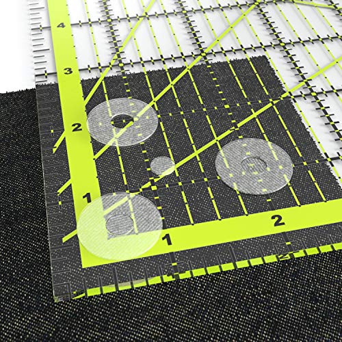 ARTEZA Acrylic Quilters Ruler & Non Slip Rings - Double-Colored Grid Lines (4.5"X4.5", 6"X6", 9.5"X9.5", 12.5"X12.5", Set of 4)