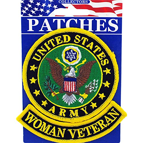 United States Army Seal Woman Veteran Embroidered Patch, with Iron-On Adhesive (Two Pieces)