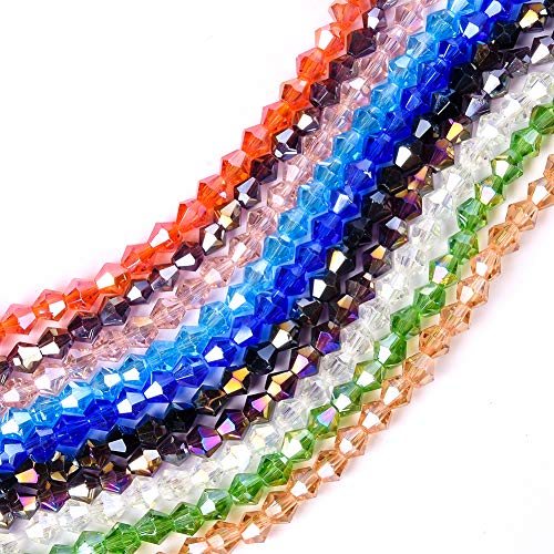 AIPRIDY Supplies Handmade Assortments Crafts Beads, Colorful Glass Beads Briolette Crystal Bicone Beads with Storage Box Beads for Charm Jewelry Making (4mm Bicone, AB Color)