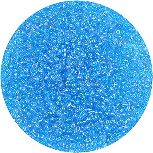 MIKIMIQI 2200pcs Glass Seed Beads Bulk, 4mm 6/0 Pony Beads Bulk for Jewelry Making Mini Spacer Beads Loose Beads Craft Small Glass Seed Beads for DIY Bracelet Wrist (Blue AB)