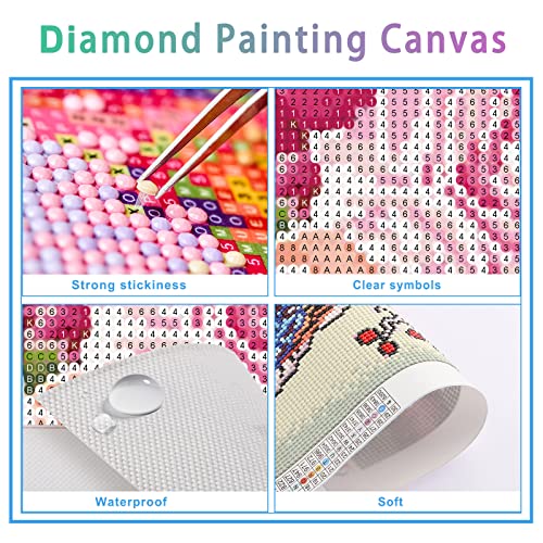 AIRDEA DIY 5D Round Diamond Painting Flowers Kits for Adults Full Drill Diamond Painting Kits for Kids Peony Flowers Diamond Painting Arts Picture Art Craft for Home Wall Art Decor 11.8x15.7in