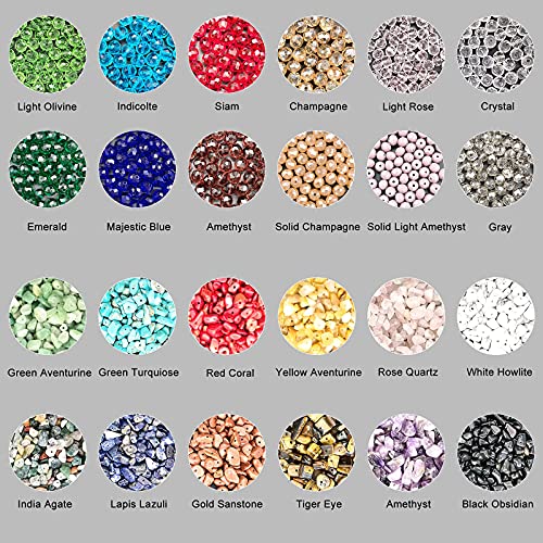 Crystal Beads for Jewelry Making Kit Briolette Glass and Gemstone Beads Assortment Wire Ring Making Kit with Crystals Jewelry Making Supplies for Necklace Earring Bracelet Beads Kits for Adults