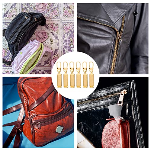 TOYMIS 6pcs Zipper Pull Replacement, Zipper Pulls Detachable Metal Zipper Pull Repair Kit for Clothes Jacket Pants Jeans Luggage Suitcase Purse Handbag (Gold)