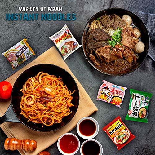 Variety Asian Instant Ramen Bundle | Samyang, Nong-shim, Mama, Wai Wai, Acecook | Free Snacks Included | 8 Pack, Care Package College Students Food Sampler Office