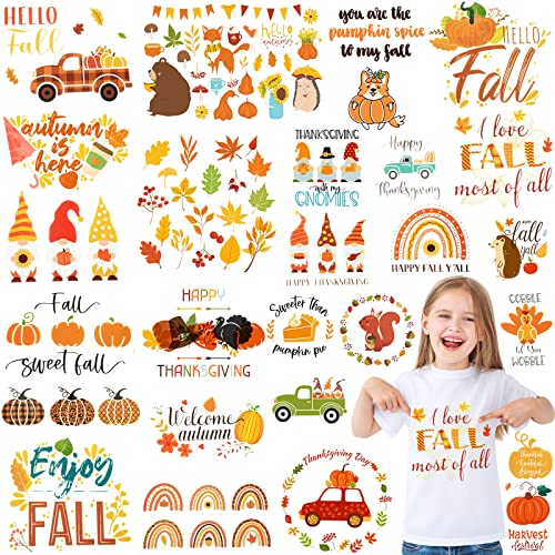 50+ Patterns Iron on Vinyl Patches Fall HTV Fall Shirt Iron on Thanksgiving Heat Transfer Vinyl Iron on Decals for T-Shirts Fabric DIY Craft Decorations