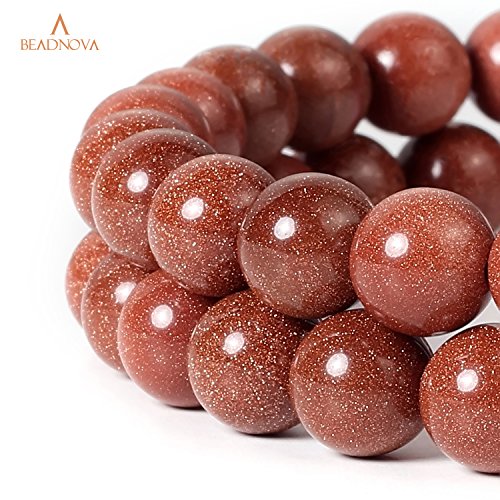 BEADNOVA 10mm Natural Gold Sandstone Gemstone Round Loose Beads for Jewelry Making (38-40pcs)