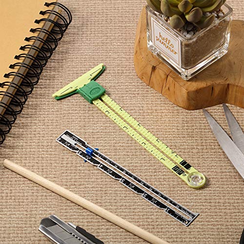 2 Pieces Sewing Gauge Sewing Measuring Tool, 5-in-1 Sliding Gauge Measuring Sewing Ruler Tool Fabric Quilting Ruler for Knitting Crafting Sewing Beginner Supplies