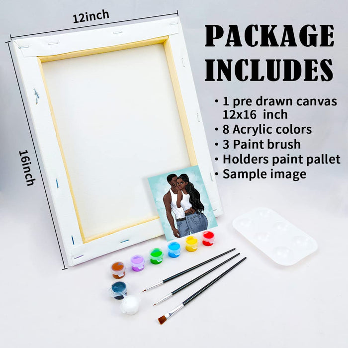 VOCHIC Couples Paint Party Kits Pre Drawn Canvas for Adults for Paint and Sip Date Night Games for Couples Painting kit 8x10 Girl Boy