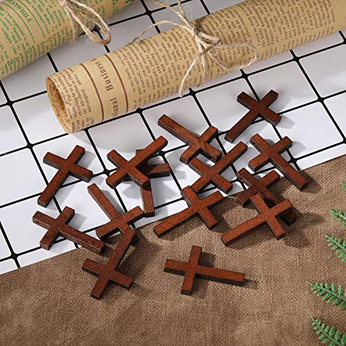70 Pieces Small Wooden Crosses Necklace Mini Wood Cross Charms for Crafts DIY Cross Pendants in Bulk Natural Wooden Cross Palm Olive Cross for Jewelry Crafting Halloween Party Decorations