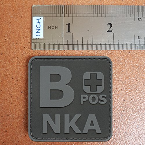 Blackout ACU BPOS B+ NKA Blood Type No Known Allergies Subdued Morale PVC Rubber Fastener Patch