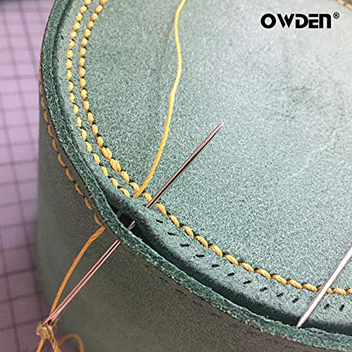 Owden 12Pcs Leather Hand Sewing Needles, Professional Small Eye Design for Leather Hand Stitching Needle. 2 Sizes and Each 6Pcs.