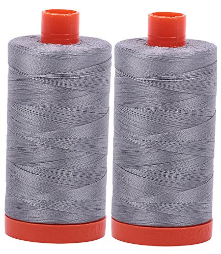 Aurifil Mako 50wt Thread 2 Large Spools: Grey 2605x2)