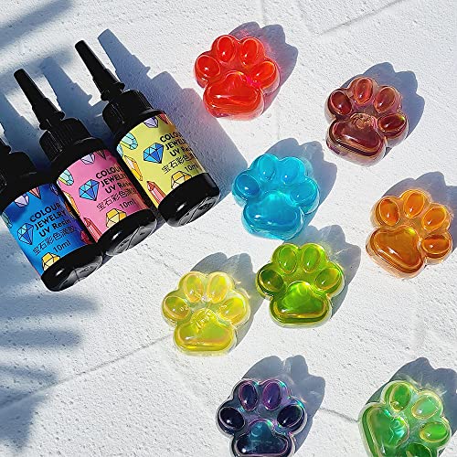 DIYcraft Colored UV Resin - 12Colors (BC-12Colors) UV Light Curing Ultraviolet Cure Resin Glue for Small UV Resin Molds, Jewelry Making - Earrings,Rings,Keychains - 0.35 oz/10ml Each