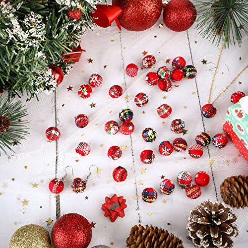 40 Pieces Christmas Charms Christmas Velvet Balls Ornaments Colorful DIY Christmas Pendants for Holiday Party Decoration Jewelry Making