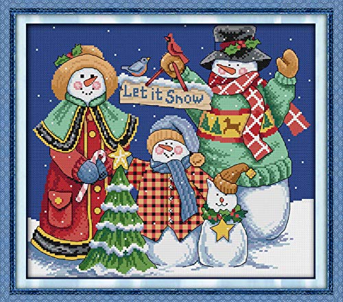 Cross Stitch Kits, Christmas Snowman Awesocrafts Easy Patterns Cross Stitching Embroidery Kit Supplies Christmas Gifts, Stamped or Counted (Snowman, Stamped)