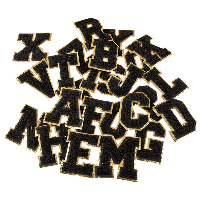 4Pcs Black Chenille Letter, 2.2" Iron on Letters Patches, Chenille Letter Patches for Clothing (Z)
