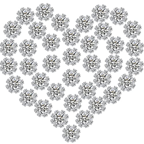 70 Pcs 16mm Rhinestone Embellishments Flatback Buttons Jewelry Flower Crystal Accessory for Crafts DIY Jewelry Making Wedding Decoration Bridal Bouquet Halloween Christmas Invitations(Silver)
