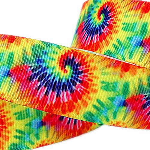 7/8" Tie Dye Swirl Pattern Printed 10 Yards Grosgrain Ribbon