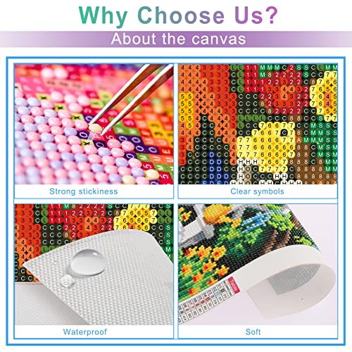 AIRDEA DIY 5D Diamond Painting Kits for Adults,Round Full Drill Diamond Art Kits,Rooster Hen Gem Painting Art for Kids Diamond Chicks Painting Pictrue Arts Craft for Home Wall Art Decor 13.8x17.8in