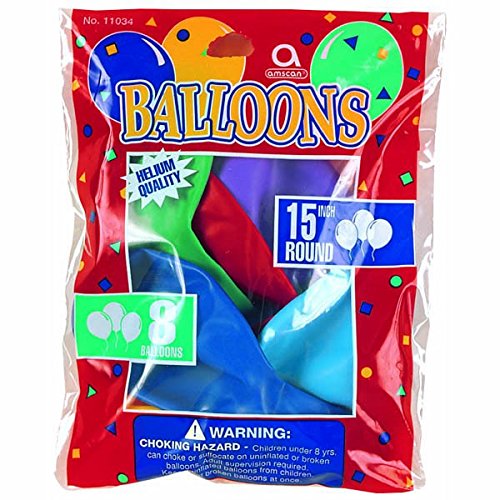 Assorted Color Round Latex Balloons - 15'', Pack of 8 - Perfect for Elegant Parties & Events
