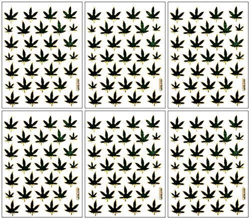 PARITA Stickers Green Pot Leaf Plant Marijuana Cannabis Hemp Cartoon Stickers Decal Art Label Glue Crafts Design Scrapbooking Calendar Diary Photo Book for Teacher Children Kids (Pack 6 Sheets.) (08)