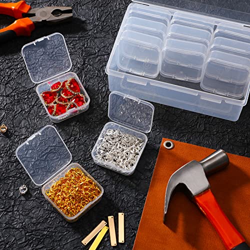Clear Plastic Storage Cases Small Beads Organizer Container Transparent Boxes with Hinged Lid for Small Items with Hinged Lid and Rectangle Clear Craft Supply Cases (39 Pieces)