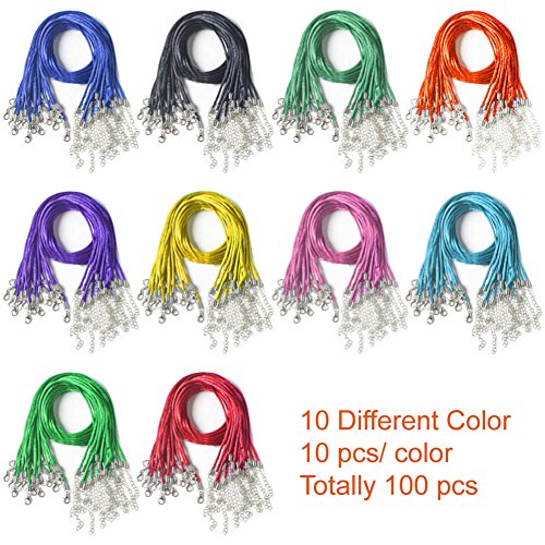 Selizo 100Pcs Satin Silk Necklace Cord with Lobster Clasp and Extension Chain