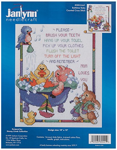 Janlynn Bath Time Rules Counted Cross Stitch Kit-10"X12" 14 Count