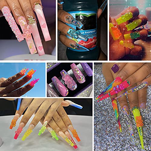 Palksky 160 Pcs Nail Charms 3d, Gummy Bear Nail Charms for Nail Decoration, Kawaii Nail Charms for Nail Art Supplies (8 Colors)