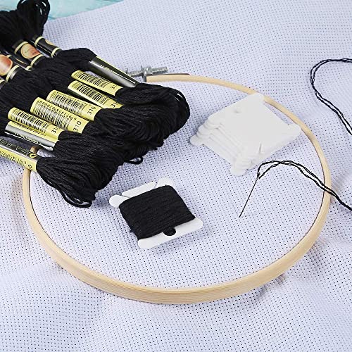 Acrice 26 Skeins Embroidery Floss Black Embroidery Threads Cotton Cross Stitch Threads for Friendship Bracelet String and DIY Embroidery Project (26 Skeins White + Black)