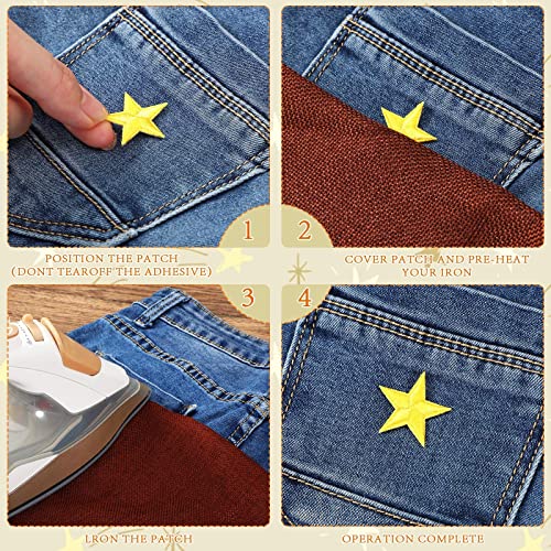 80 Pcs Star Iron on Patches Mini 5 Star Patches Star Sew on Patches Decorative Patches Appliques Embroidered Embellishments for DIY Crafts Backpack Bags Hats Jackets Clothing Decoration (Multicolor)