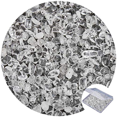 456 PCs Natural Chip Stone Beads, 5-8mm Irregular Multicolor Gemstones Loose Crystal Healing Clear Crystal Quartz Rocks with Hole for Jewelry Making DIY Crafts