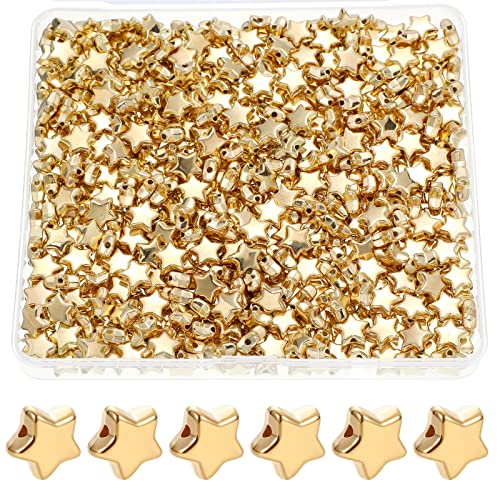 400 Pcs Star Spacer Beads, 12 mm Star Beads Charm Star Shaped Beads Large Hole Star Loose Beads for Jewelry Bracelets Crafts DIY Making (Gold)