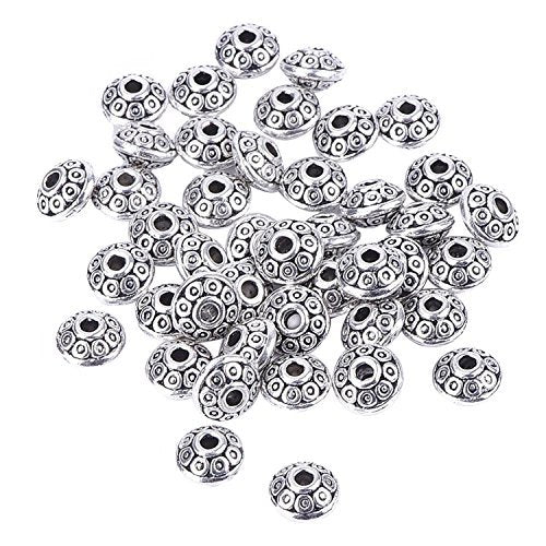 Mudder 100 Pieces 6 mm Antique Silver Spacer Beads European Style Beads for Jewelry Making