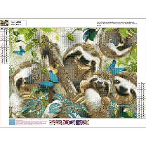 5D Diamond Painting by Number Kits,Full Drill Crystal Rhinestone Embroidery Pictures Arts Craft for Home Wall Decoration Sloth Bear 15.7×11.8Inches