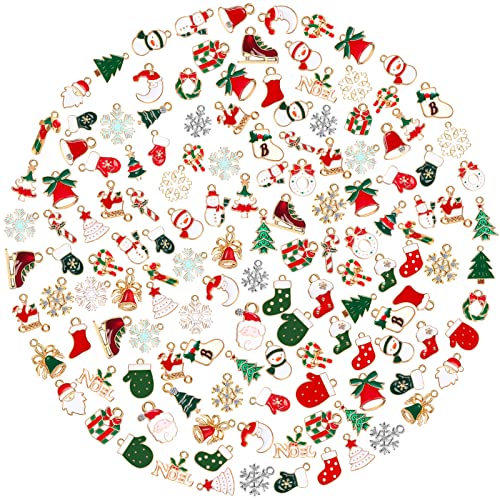 250 Pieces Christmas Charms for Jewelry Making Assorted Alloy Jewelry Pendant Snowman Santa Claus Christmas Tree Elk Christmas Pendant Charm Bulk for DIY Crafts Necklace Bracelet Earring
