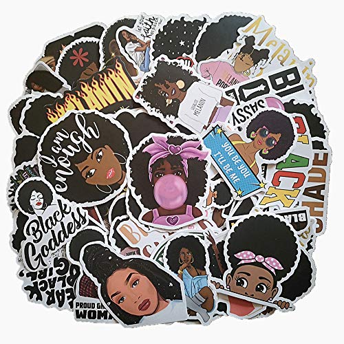 50 pcs Melanin Stickers | Black Girl Graffiti Stickers|Music Singer Decal Waterproof Vinyl Decals for Laptop Skateboard Water Bottles Luggage Scrapbooking