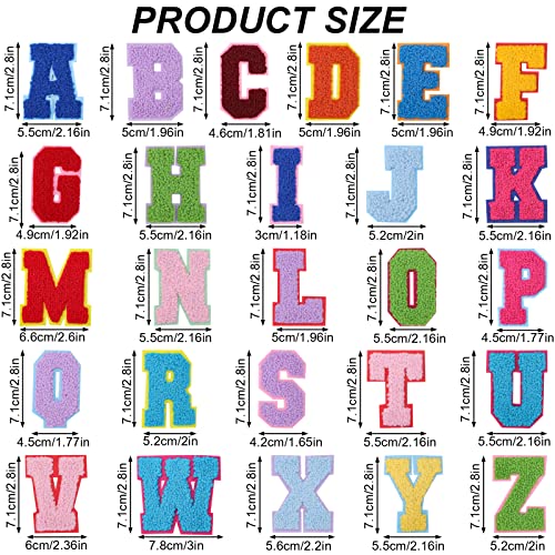 78PCS Iron on Letter Patches A-Z Chenille Patches Embroidered Alphabet Applique Sew on Letter Patches with Ironed Adhesive Letter Punctuation Accent for Decorate Repair Hats Shirts Jeans Bags