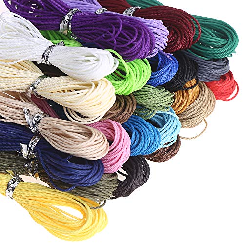 1mm Polyester Waxed Cord String Macrame Bracelet Thread for DIY Jewelry Craft Making, 24 Colors 131 Yards…