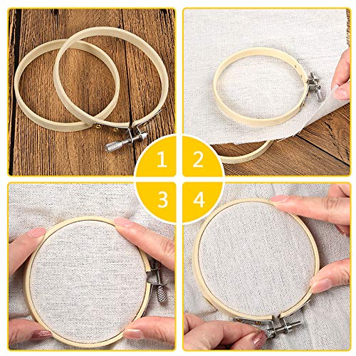 Caydo 12 Pieces 4 Inch Round Embroidery Hoop Bulk Wholesale Bamboo Circle Cross Stitch Hoop Ring