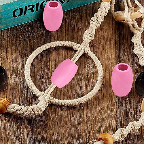 Aylifu 30pcs Pink Oval Wood Beads Large Hole Barrel Wooden Beads Loose Spacer Craft Beads for DIY Bracelet Jewelry Making Home Decoration