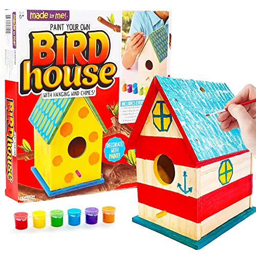 Made By Me Build & Paint Your Own Wooden Bird House, DIY Birdhouse Making For Ages 5, 6, 7, 8, 9, Arts & Crafts Painting Kit For Kids, Great Spring & Summer Craft Activity, Fun Birthday Party Idea