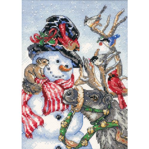 Dimensions Gold Collection Counted Cross Stitch Kit, Snowman and Reindeer, 18 Count White Aida, 5'' x 7''
