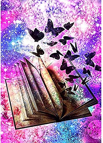 DIY 5D Diamond Painting Kit, 16"X12" Butterfly Magic Book Full Drill Crystal Rhinestone Embroidery Cross Stitch Arts Craft Canvas for Home Wall Decor Adults and Kids