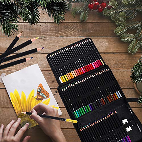 H & B 76 Colored Pencils & Sketchbook Drawing Kit, Artist Coloring Supplies for Adults Kids Beginner -Sketching Blending丨Soft Oil Base Core, Professional Coloured Set with Case Sharpener Art Paper