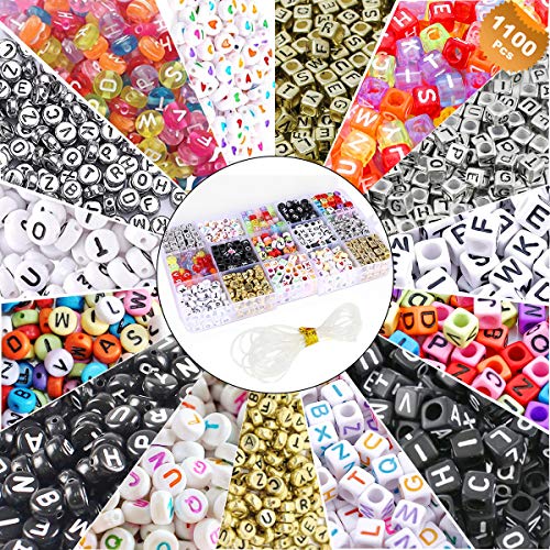 EuTengHao 1100Pcs Mixed Acrylic Alphabet A-Z Cube Letters Beads DIY Bracelet Letter Beads for Jewelry Making, Bracelets, Necklaces, Key Chains, Earring, Friendship Jewelry Making
