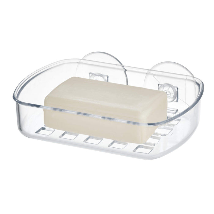 iDesign BPA-Free Plastic Suction Bar Soap Dish - 5.25" x 4" x 2", Clear,19600