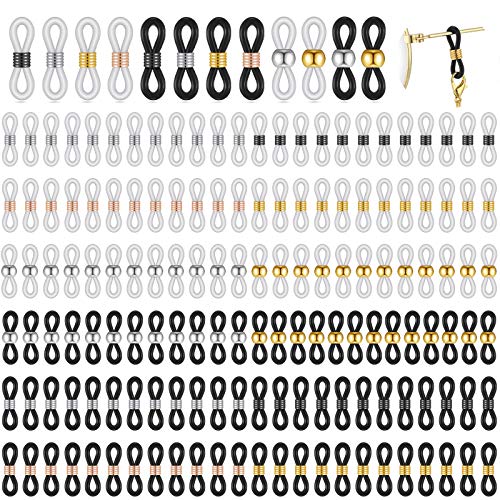 Eyeglass Chain Ends Eyeglass Chain Loop Holder Silicone Eyeglass Connector (50 Pieces)